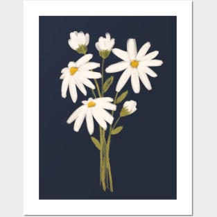 White Flower Bouquet Painting Posters and Art